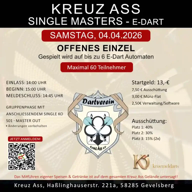 Plakat zum Kreuz Ass Single Masters - E-Dart