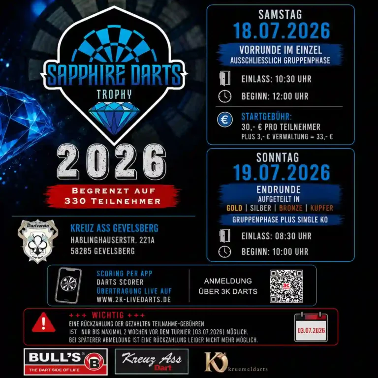 Plakat zur Sapphire Darts Trophy 2026