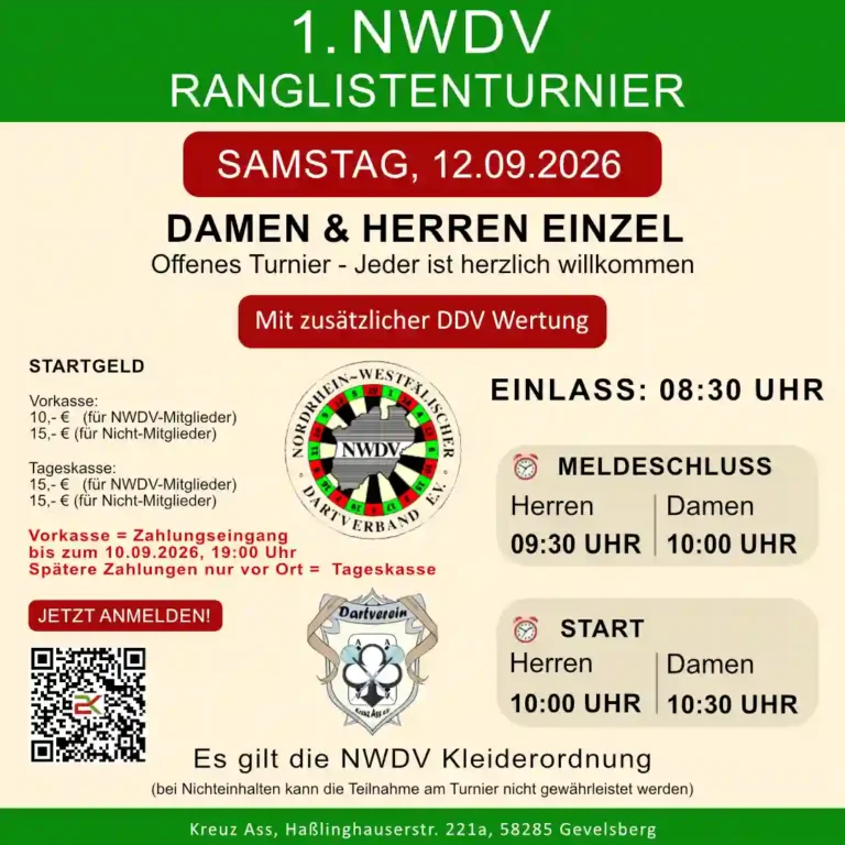 Turnierausschreibung - 1. NWDV RLT - Saison 26/27