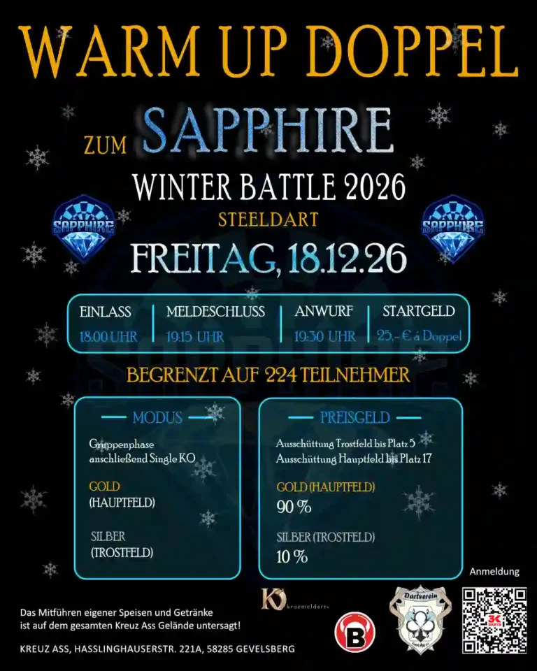 Plakat zum Warm Up Doppel zum Sapphire Winter Battle 2026